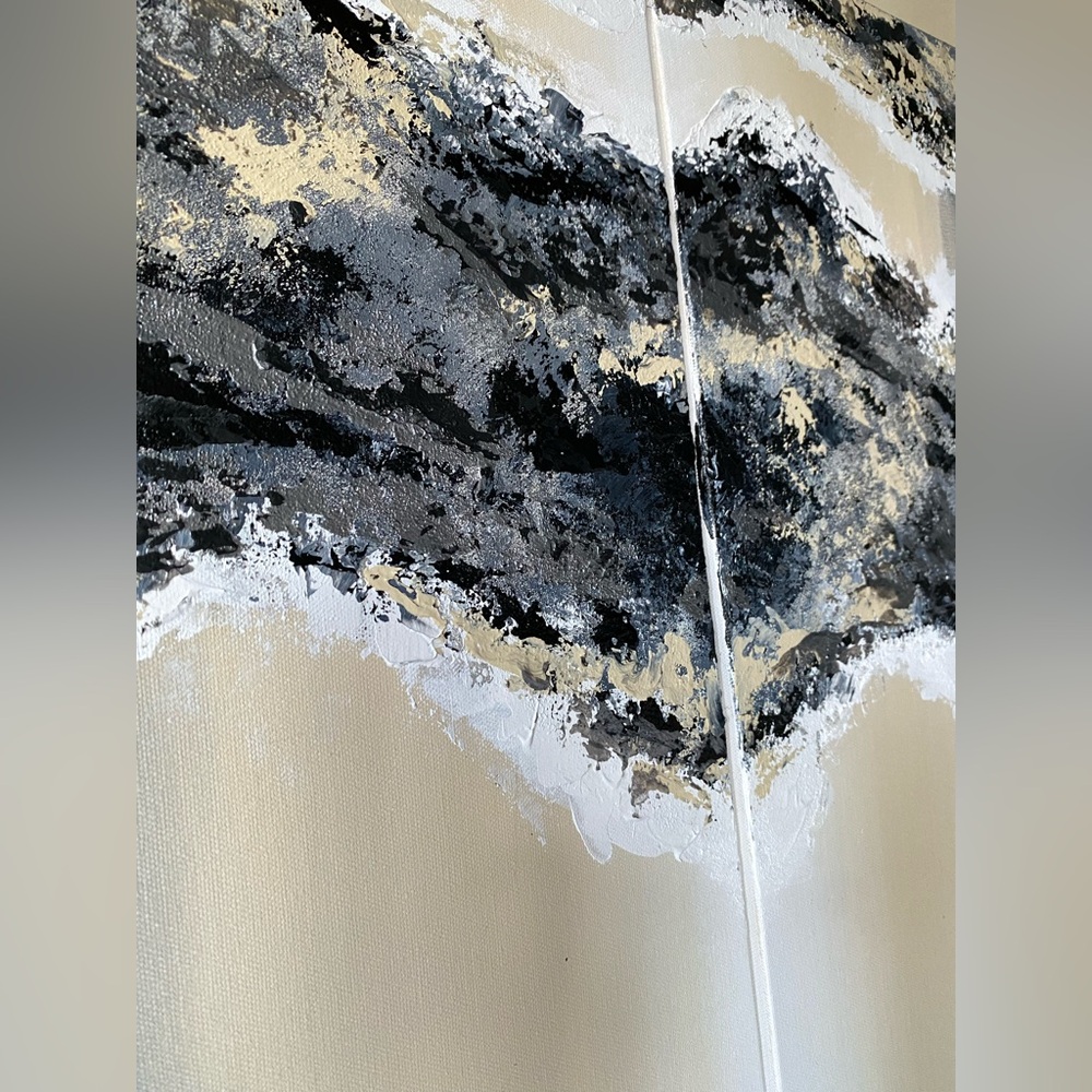 Abstract Canvas Painting Black Grey Art - Picture 5 of 5